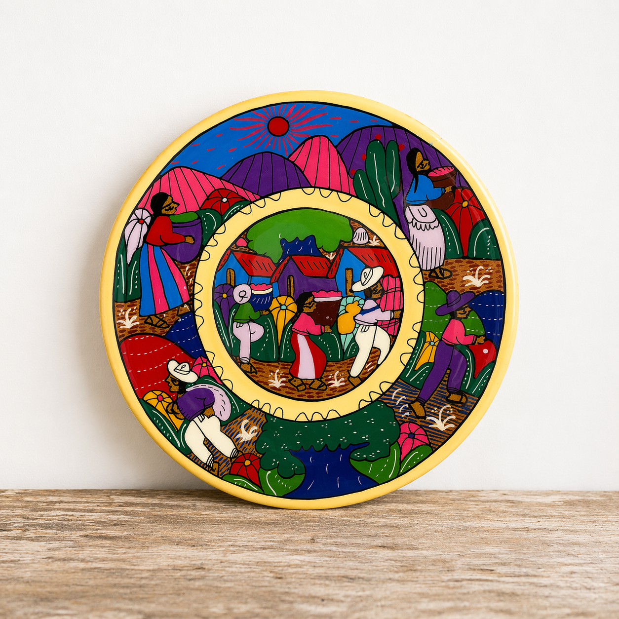 Hand-Painted Mexican Folk Art Plate (Small)