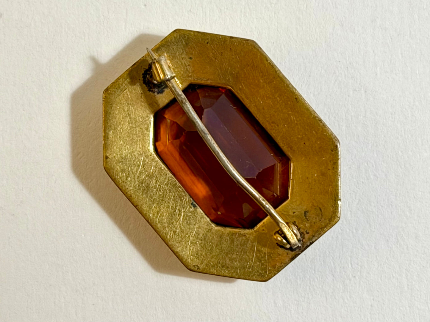 Vintage Art Deco-Style Amber Glass Brooch