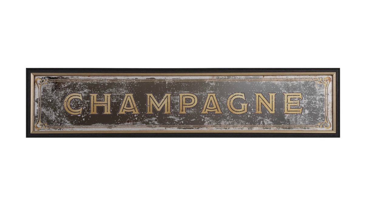Antique Mirror “Champagne” Wall Sign