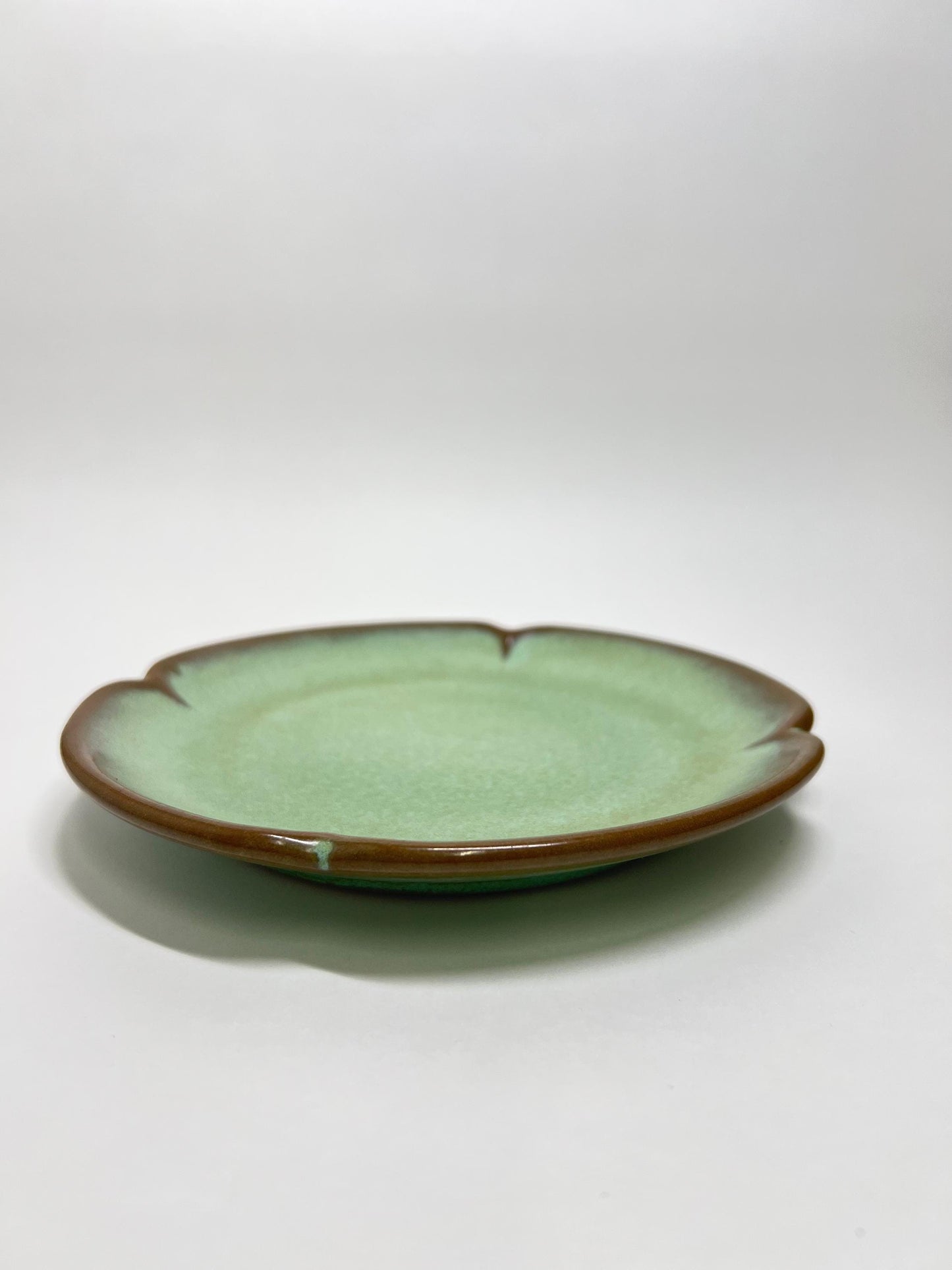Frankoma Pottery Plate: Prairie Green Glaze, Mid-Century Modern (7 inch, 5GS)