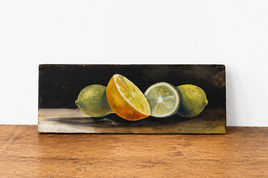 Hand-Painted Citrus Study on Wood