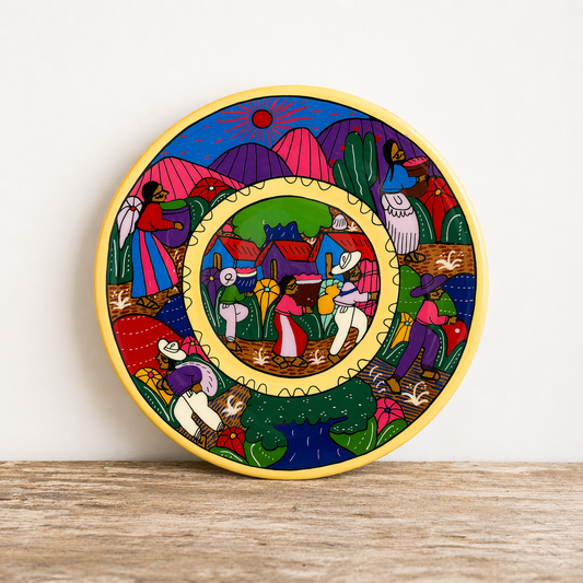 Hand-Painted Mexican Folk Art Plate (Small)