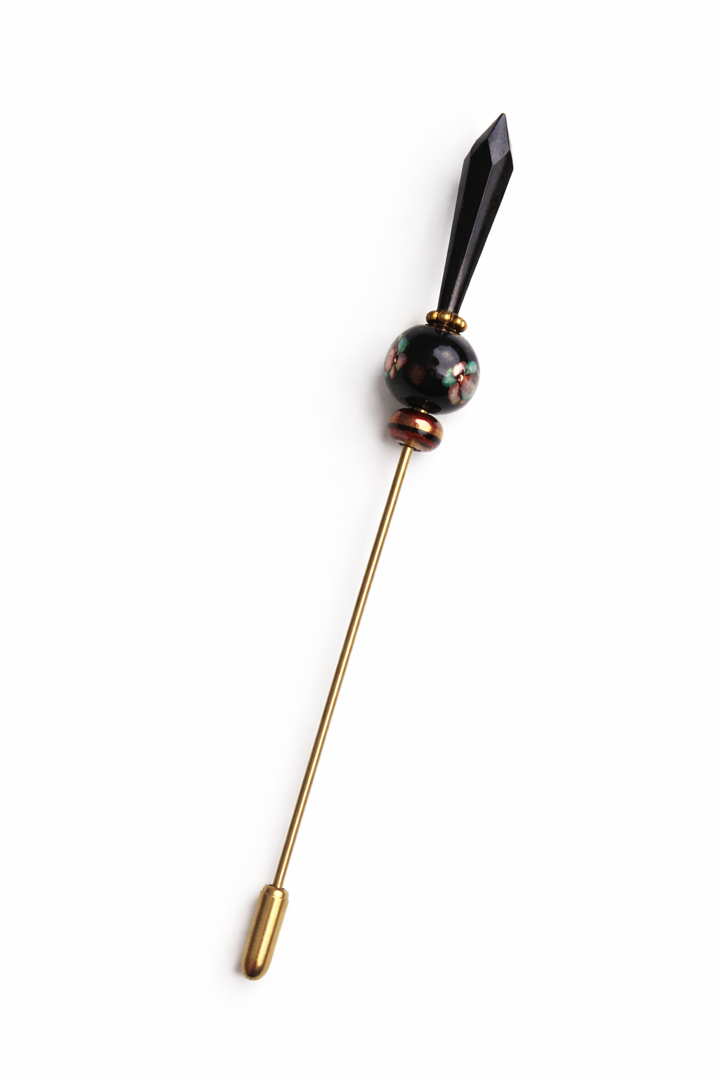 Vintage Murano Lorenzo Venuti Stick Pin | Italian Wedding Cake Bead & Faceted Glass