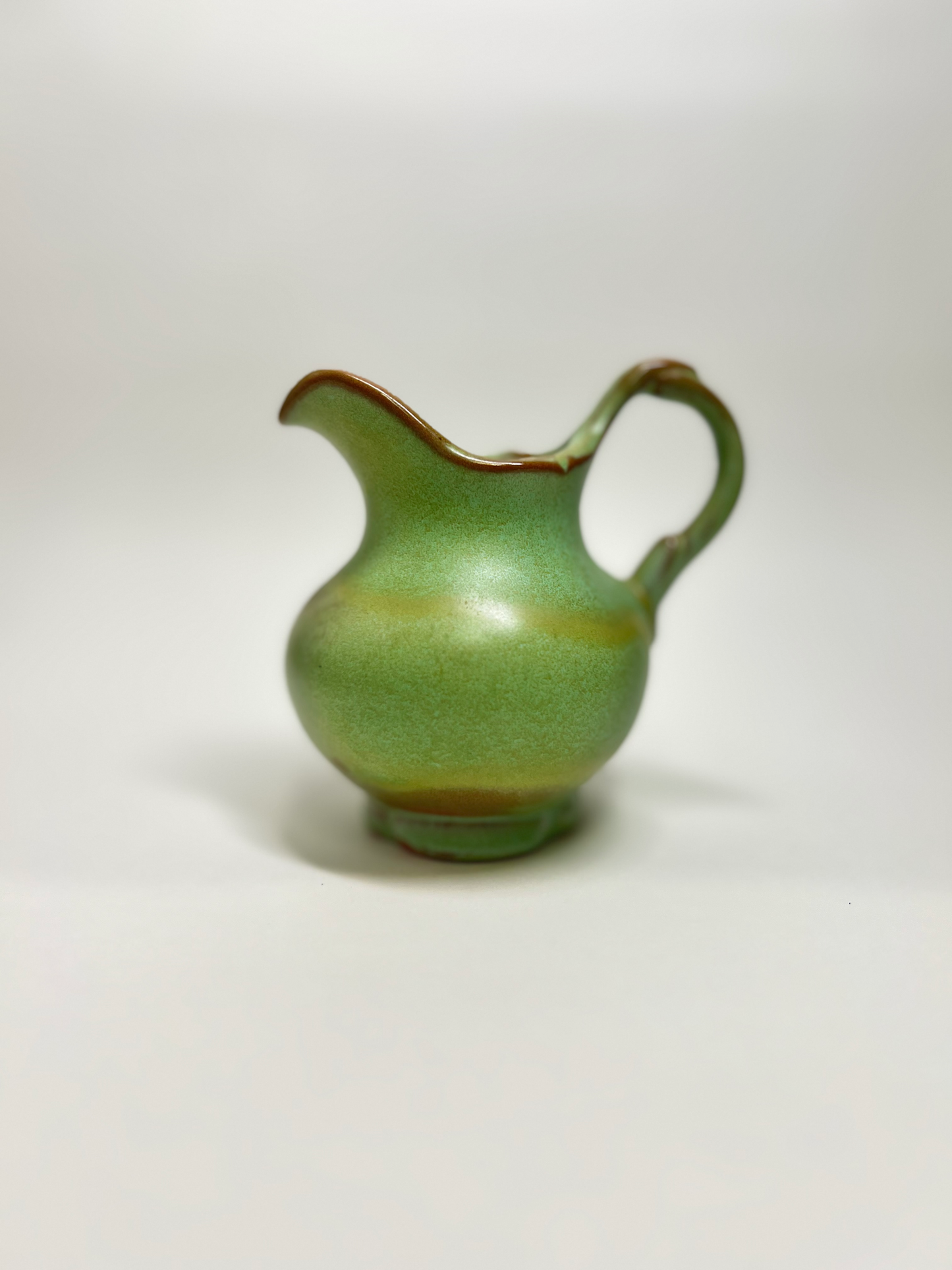 Frankoma Pottery Pitcher Tall: Vintage Prairie Green Glaze, Mid-Century Modern