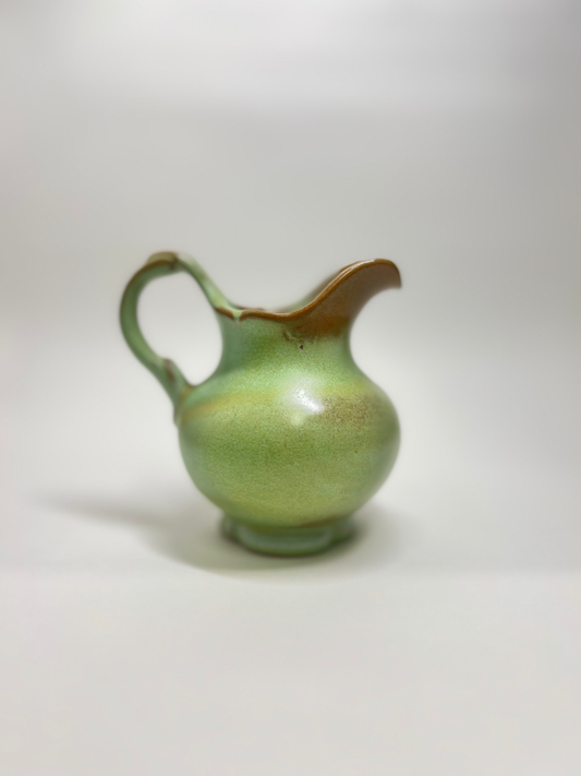 Frankoma Pottery Pitcher Tall: Vintage Prairie Green Glaze, Mid-Century Modern