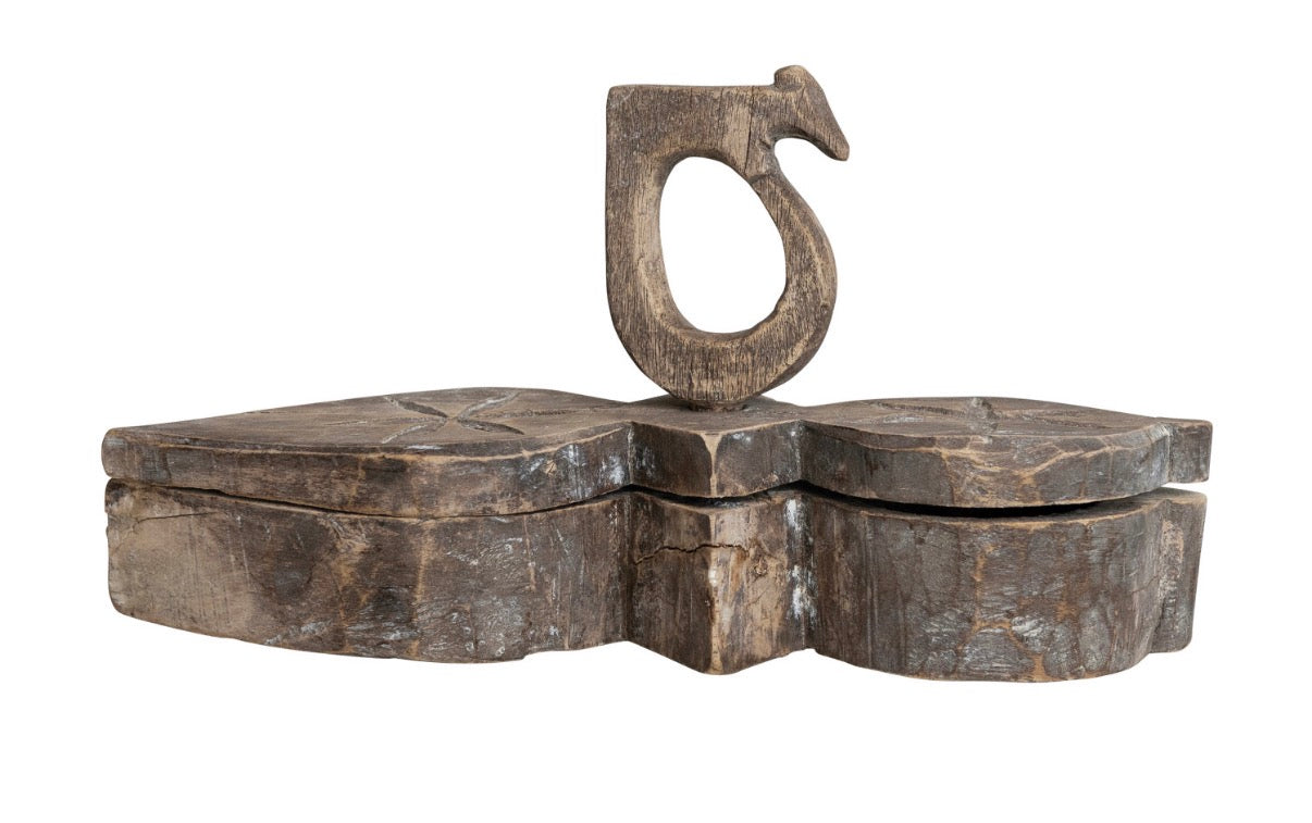 Decorative Masala Wood Box with Two Compartments