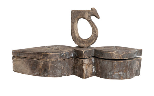 Decorative Masala Wood Box with Two Compartments
