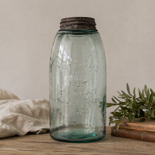 Vintage Aqua Mason Jar