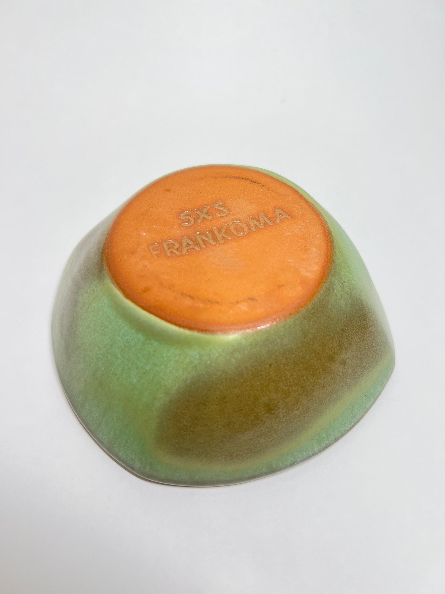 Frankoma Pottery Prairie Green Bowl: Mid-Century Modern 5" Collectible