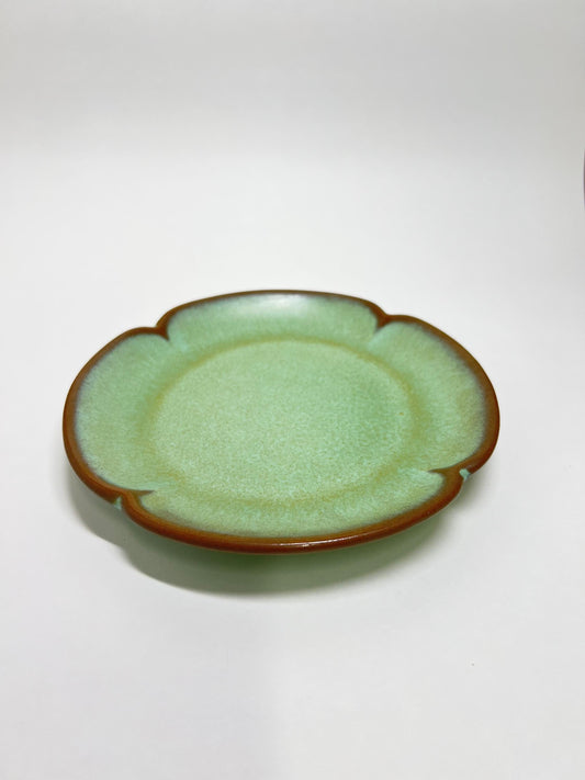Frankoma Pottery Plate: Prairie Green Glaze, Mid-Century Modern (7 inch, 5GS)