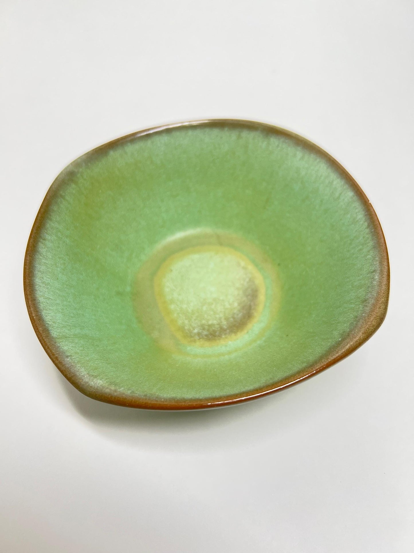 Frankoma Pottery Prairie Green Bowl: Mid-Century Modern 5" Collectible