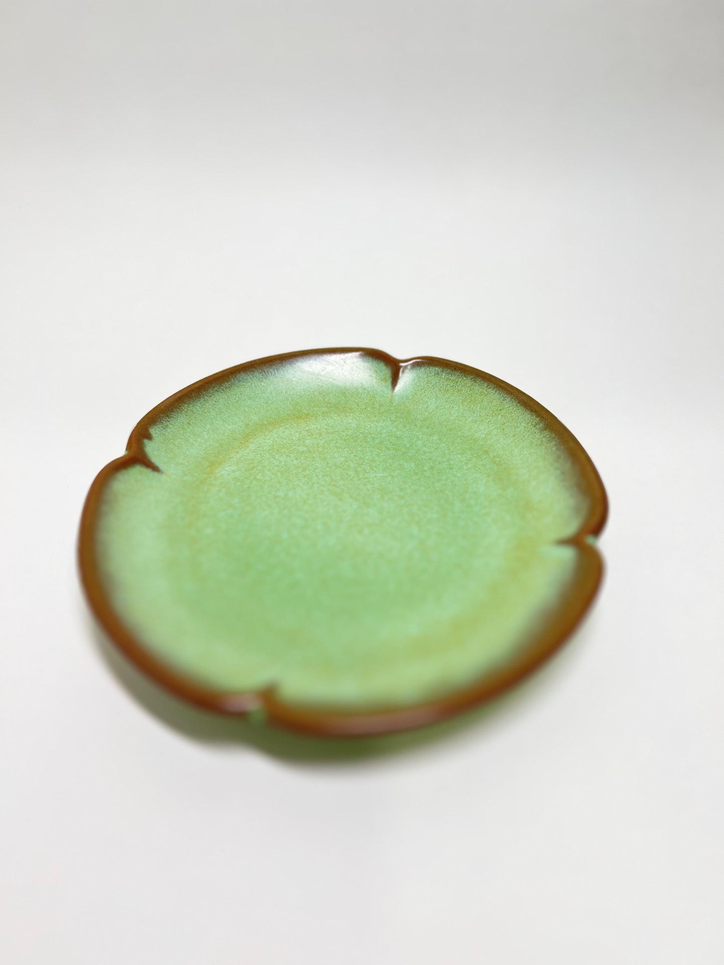 Frankoma Pottery Plate: Prairie Green Glaze, Mid-Century Modern (7 inch, 5GS)