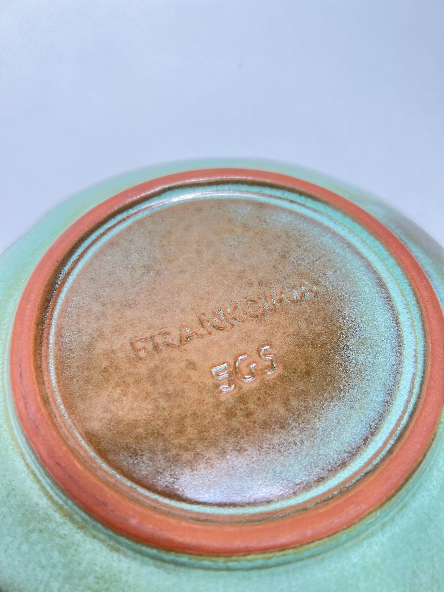 Frankoma Pottery Plate: Prairie Green Glaze, Mid-Century Modern (7 inch, 5GS)