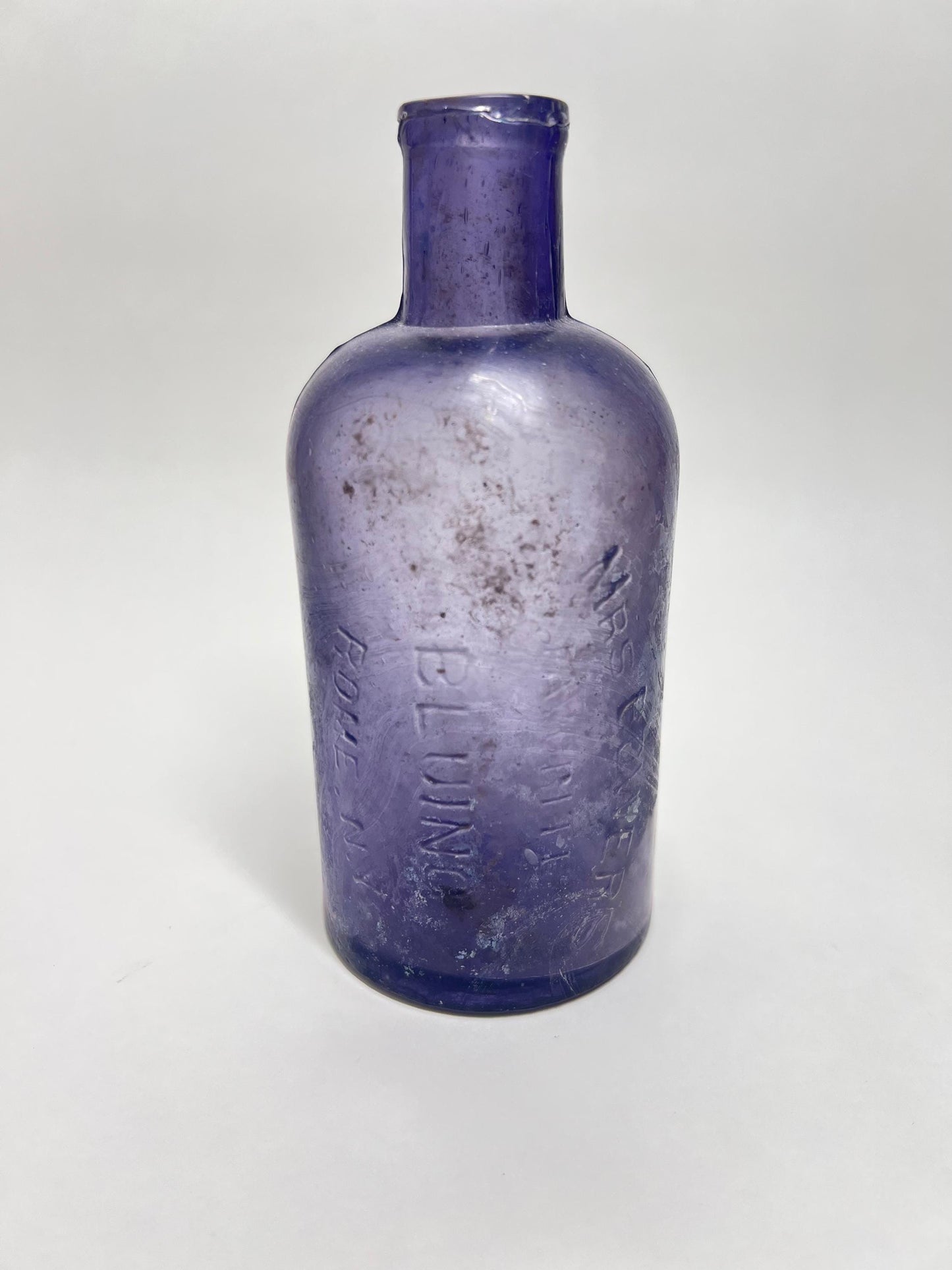 Antique Amethyst Glass Pharmacy Bottle: Blum Rome NY Embossed