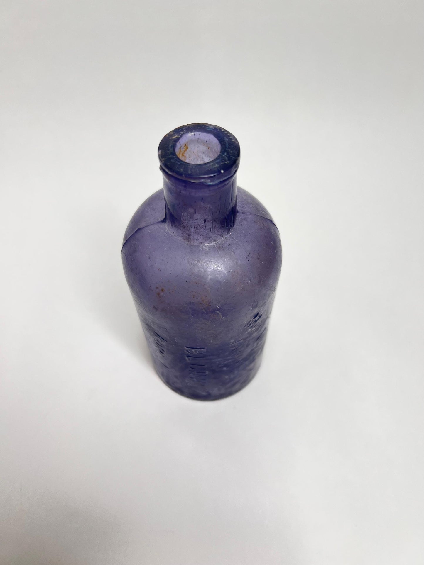 Antique Amethyst Glass Pharmacy Bottle: Blum Rome NY Embossed