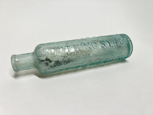 Antique Mrs. Winslow's Soothing Syrup Bottle: Aqua Glass Quack Medicine Collectible